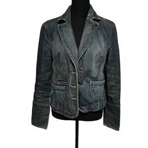 Caslon sz S jean jacket  Dark Wash Stitch Collared‎ fitted Cowgirl Capsule boho